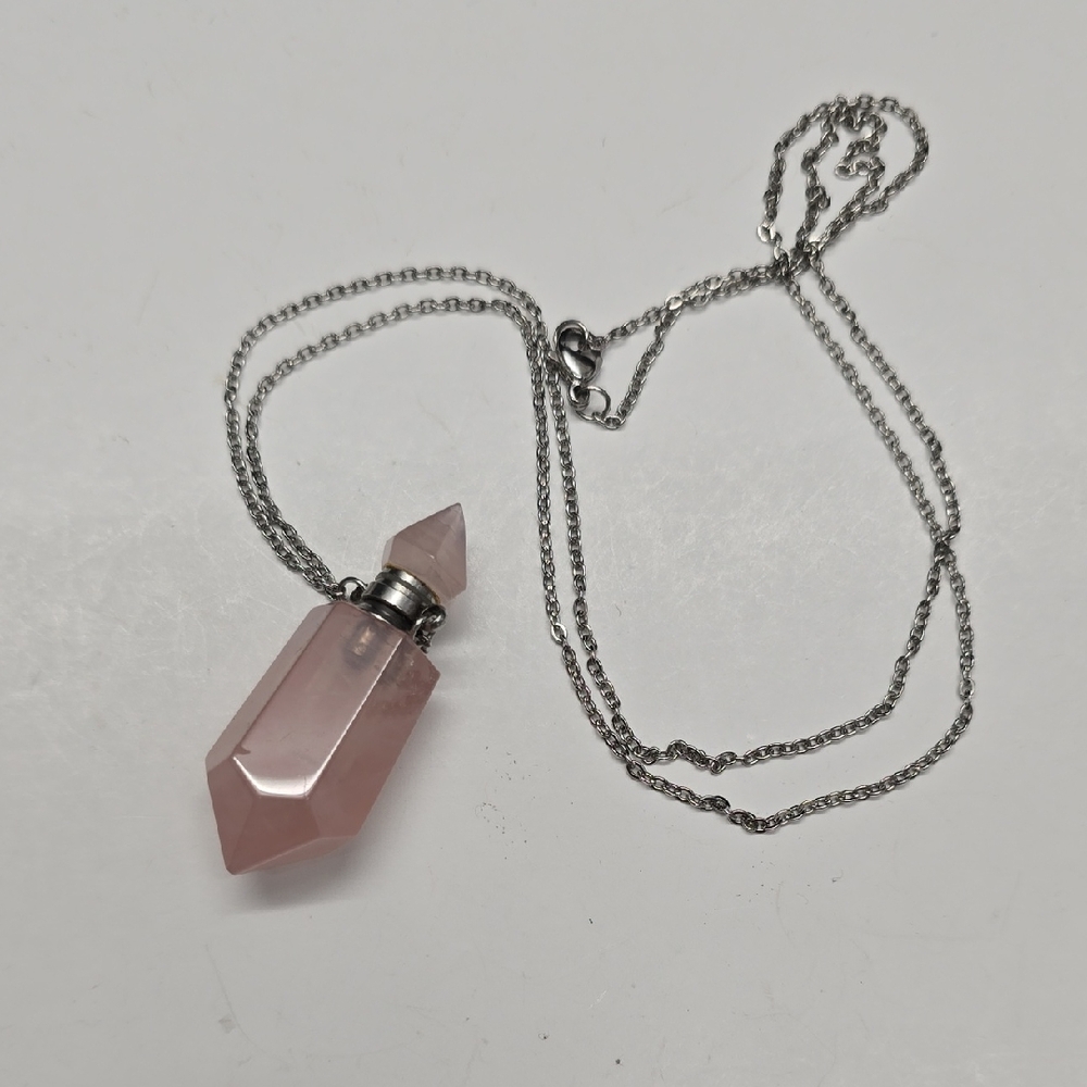 Rose Quartz Potion Bottle Necklace